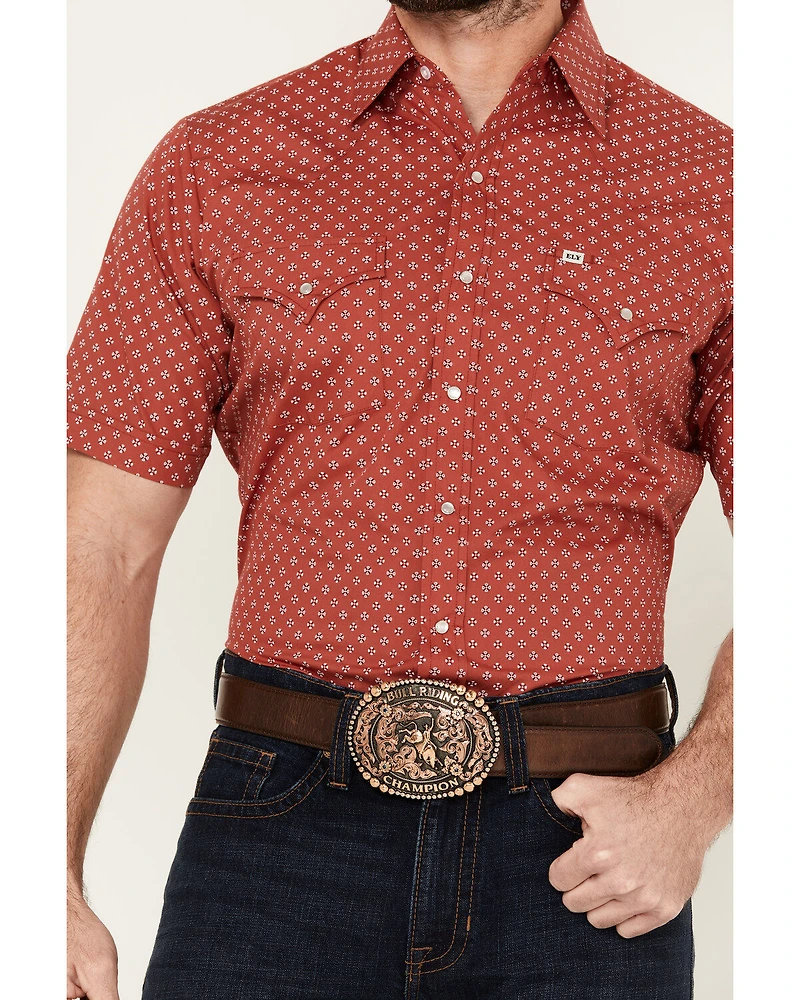 Ely Walker Men's Mini Bandana Geo Print Short Sleeve Snap Western Shirt