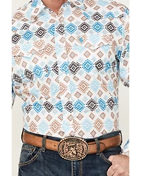 Rodeo Clothing Men's Southwestern Print Long Sleeve Pearl Snap Western Shirt