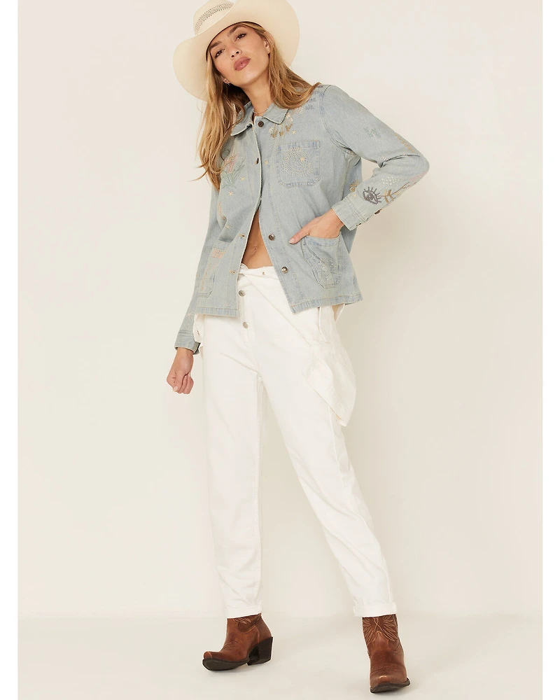 Johnny Was Women's Sezane Embroidered Denim Jacket