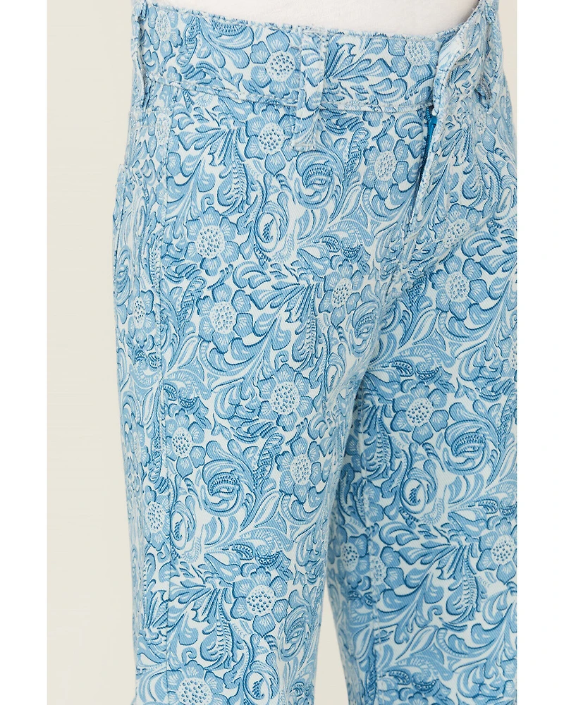 Panhandle Girls' Tooled Button Flare Stretch Denim Jeans