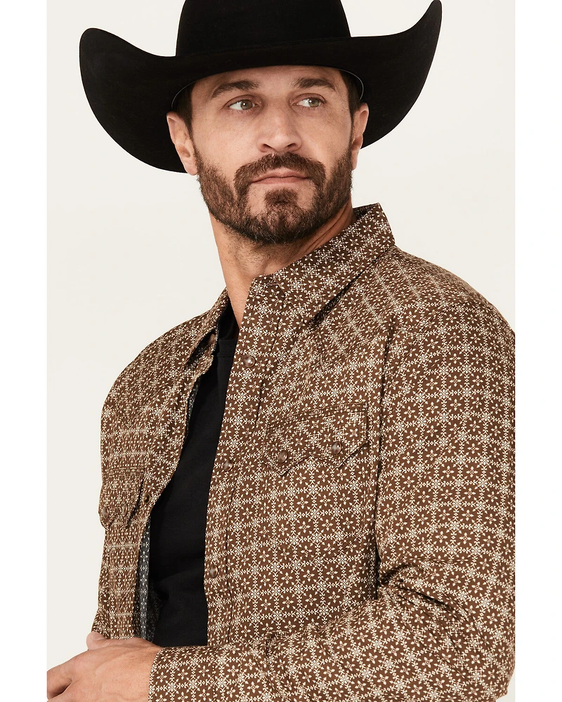 Moonshine Spirit Men's Time Bomb Geo Print Long Sleeve Snap Western Shirt