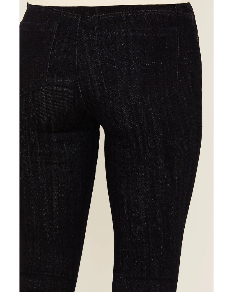 Idyllwind Women's Outlaw High Rise Studded Fringe Super Stretch Flare Jeans