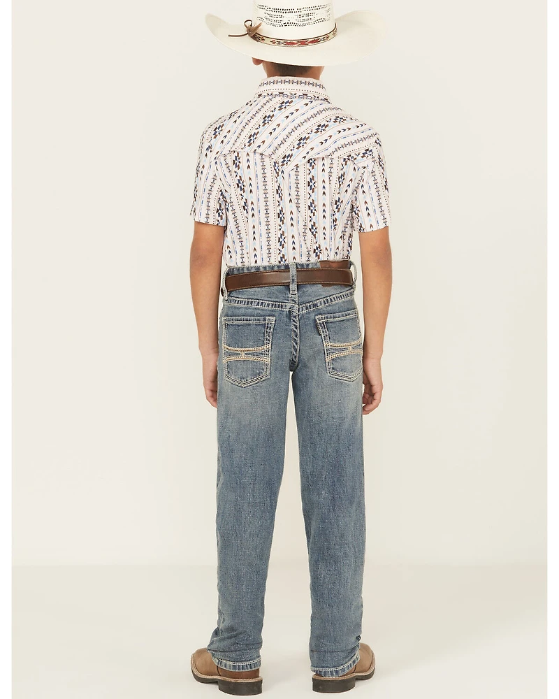 Hooey X Rock & Roll Denim Boys' Medium Wash Step Bootcut Stretch Jeans