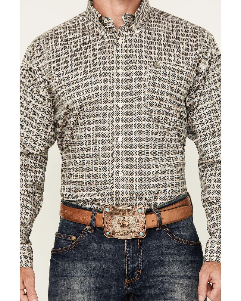 Cinch Men's Geo Print Long Sleeve Button-Down Western Shirt