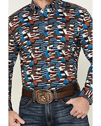 RANK 45® Men's Yaak Abstract Geo Print Long Sleeve Button-Down Stretch Western Shirt