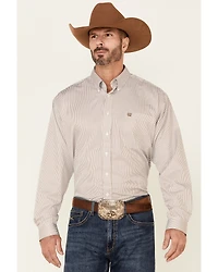 Cinch Men's Tencel Mini Stripe Long Sleeve Button-Down Western Shirt