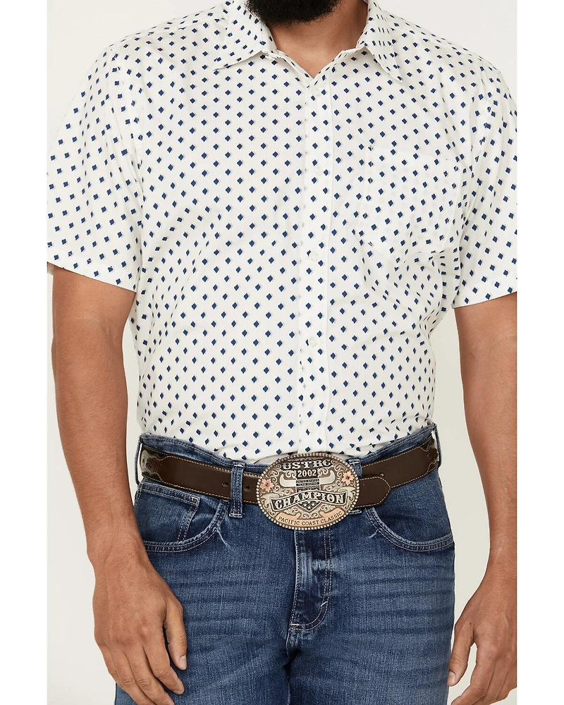 Gibson Trading Co Men's Reed Geo Print Short Sleeve Button-Down Western Shirt