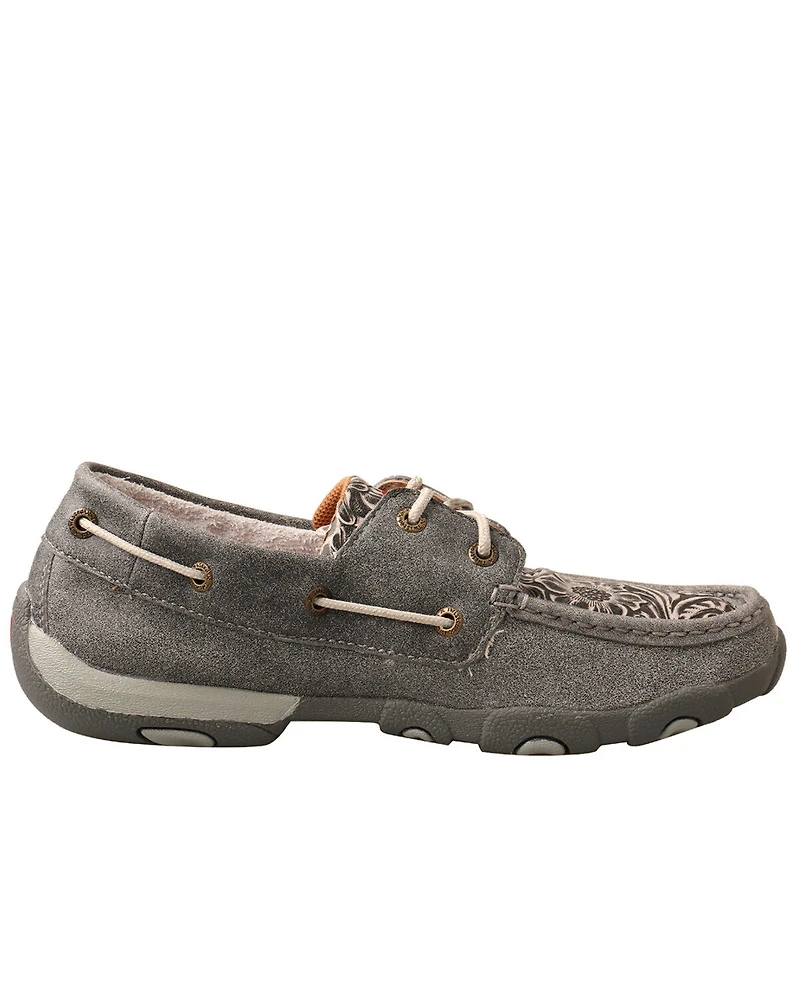 Twisted X Women's Tooled Boat Shoes - Moc Toe