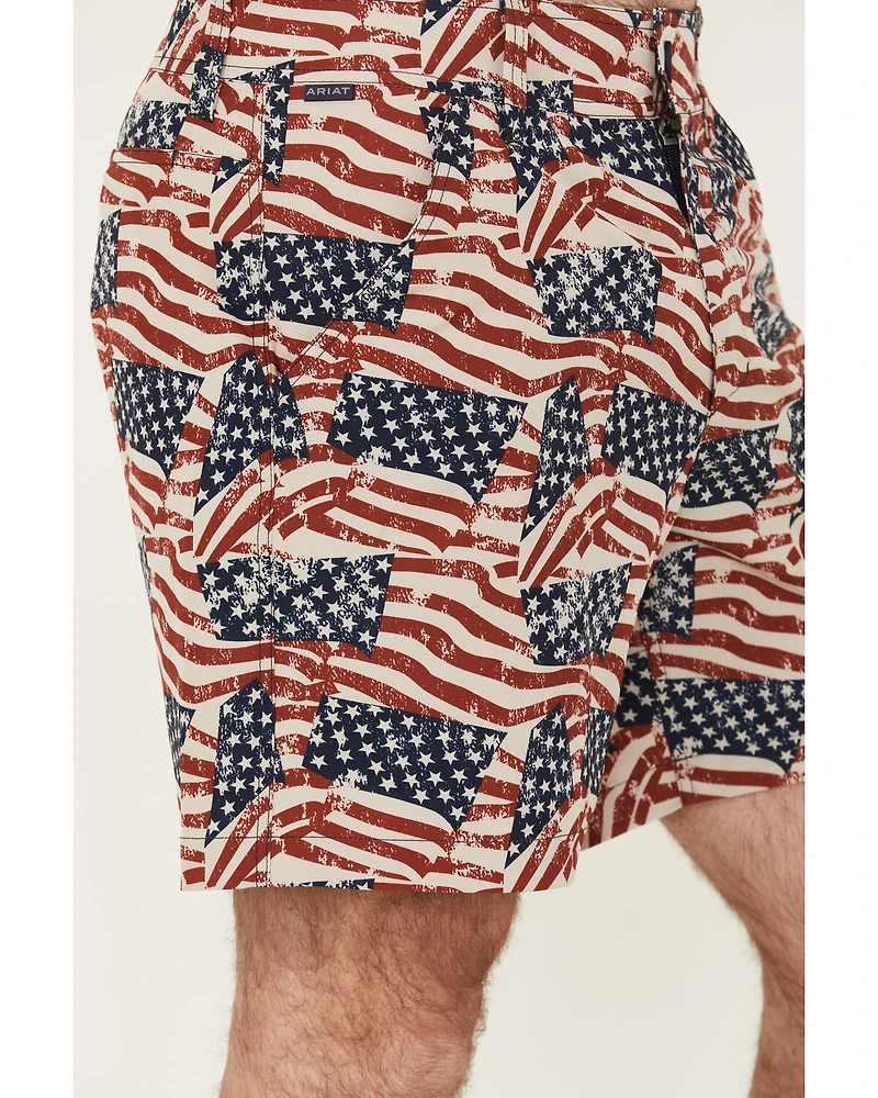 Ariat Men's US Flag Print Tek Shorts