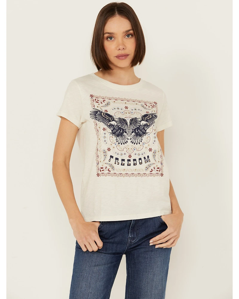Shyanne Women's Be Free Studded Short Sleeve Boyfriend Graphic Tee