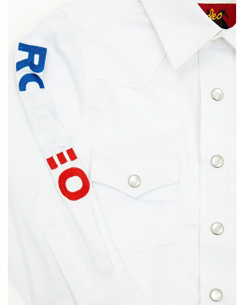 Rodeo Clothing Boys' USA Long Sleeve Pearl Snap Western Shirt