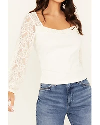 Shyanne Women's Lace Sleeve Rib Long Top