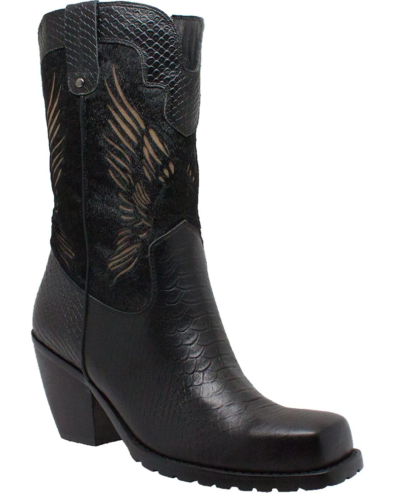 AdTec Women's 11" Laser Eagle Biker Boots