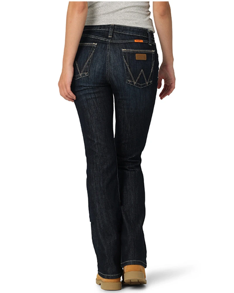 Wrangler Women's FR Mae Cherry Point Dark Wash Bootcut Work Jeans