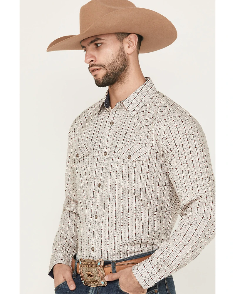 Moonshine Spirit Men's Trench Town Striped Long Sleeve Snap Western Shirt