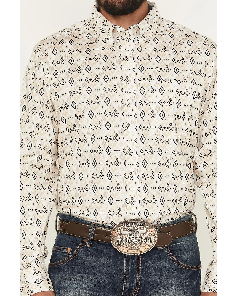 RANK 45® Men's Centralia Medal Geo Print Long Sleeve Button-Down Stretch Western Shirt