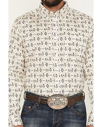 RANK 45® Men's Centralia Medal Geo Print Long Sleeve Button-Down Stretch Western Shirt