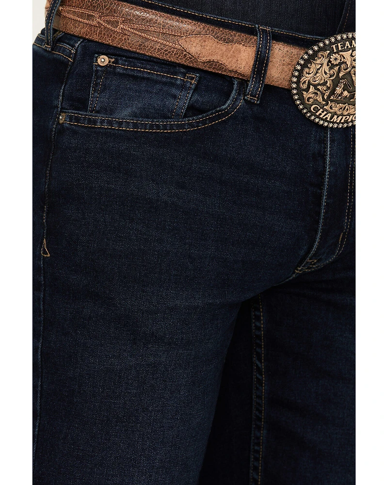 DEVIL-DOG Dungarees Men's Lincoln Core Dark Wash Slim Straight Stretch Denim Jeans