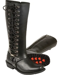 Milwaukee Leather Women's 14" Full Lacing Classic Harness Boots - Square Toe Wide