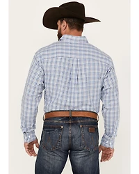 George Strait by Wrangler Men's Plaid Print Long Sleeve Button-Down Western Shirt