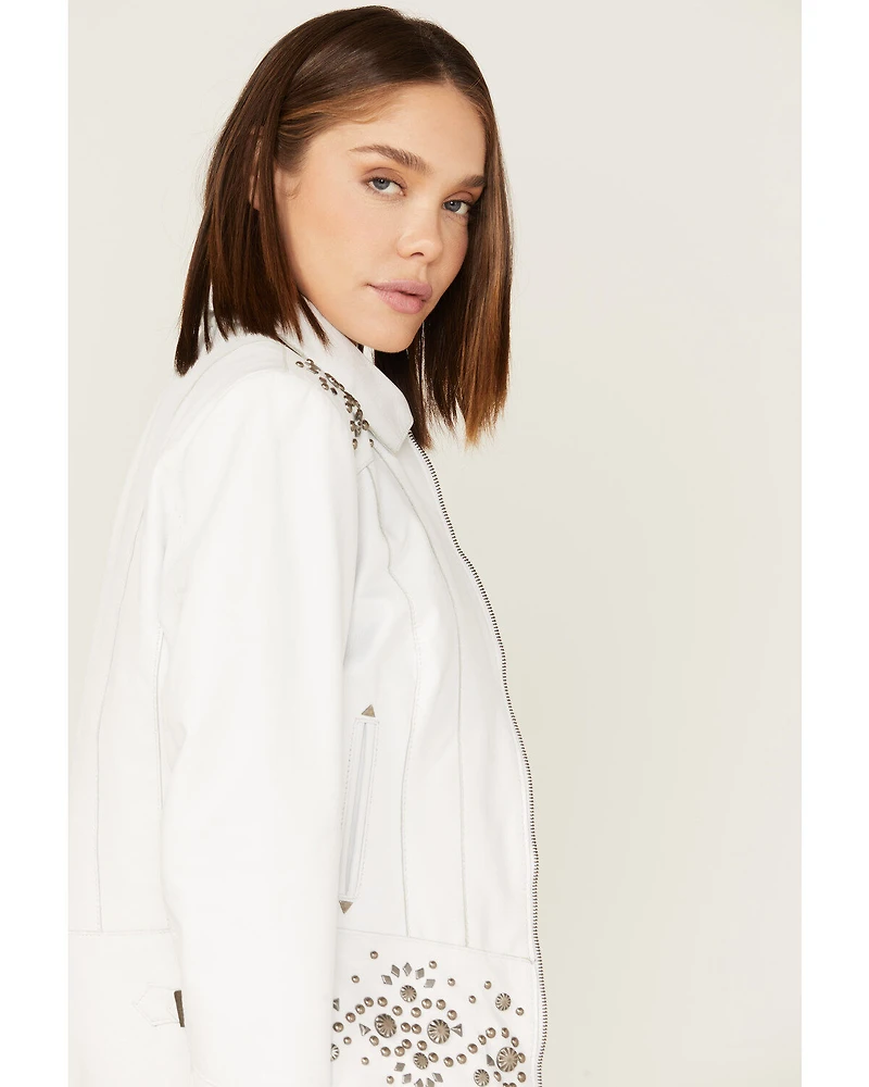 Sidran Women's Studded Moto Leather Jacket