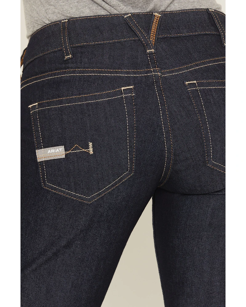Ariat Women's Rebar Mid Rise Durastretch Raven Rinse Work Straight Jeanss