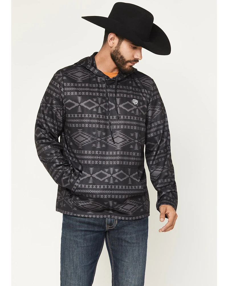Rock & Roll Denim Men's Southwestern Print Performance Hooded Sweatshirt