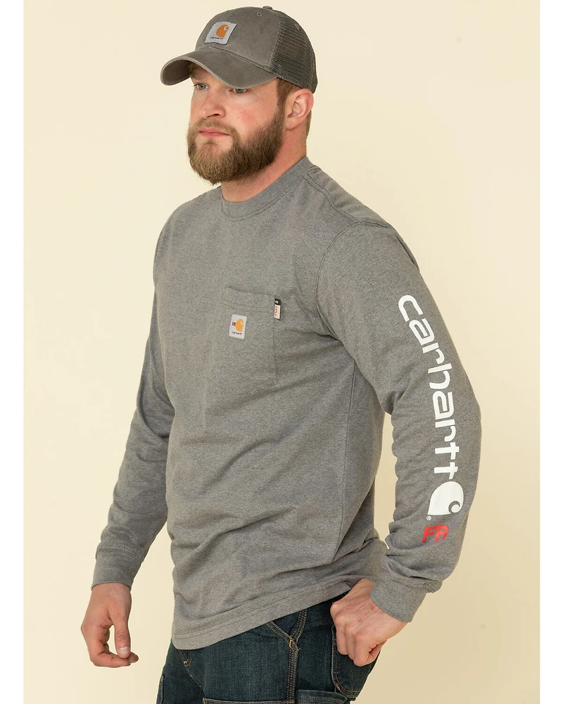 Carhartt Men's M-FR Midweight Signature Logo Long Sleeve Work Shirt - Big