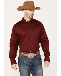 RANK 45® Men's Twill Logo Long Sleeve Button-Down Stretch Western Shirt