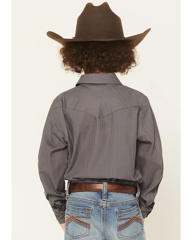 Gibson Trading Co Boys' Striped Long Sleeve Pearl Snap Western Shirt