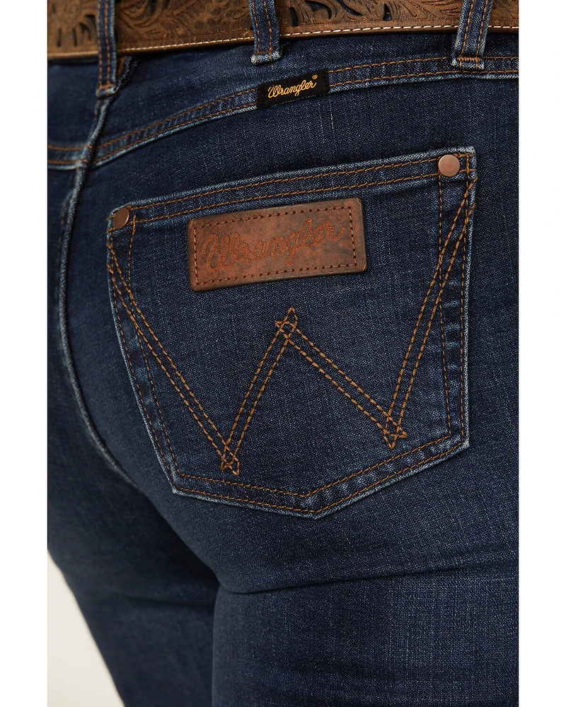 Wrangler Retro Women's Gabriella Dark Wash High Rise Trouser Stretch Denim Jeans
