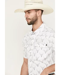 Rock & Roll Denim Men's TEK Longhorn Print Short Sleeve Pearl Snap Western Shirt