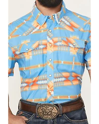 Rock & Roll Denim Men's Tek Southwestern Print Short Sleeve Snap Western Shirt