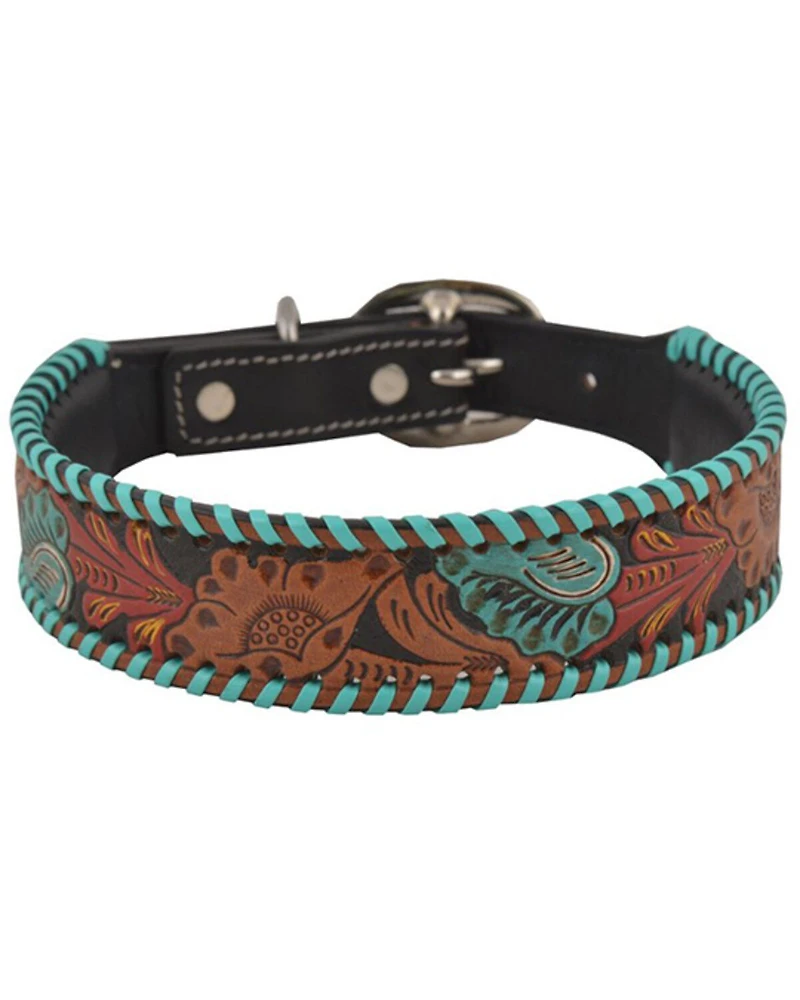 Myra Full Bloom Tooled Leather Dog Collar