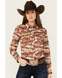 Shyanne Women's Cheyenne Desert Tossed Long Sleeve Snap Stretch Western Shirt