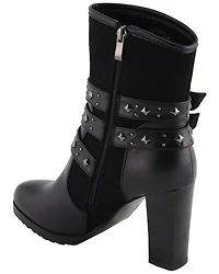 Milwaukee Leather Women's Block Heel Triple Strap Riding Boots - Round Toe
