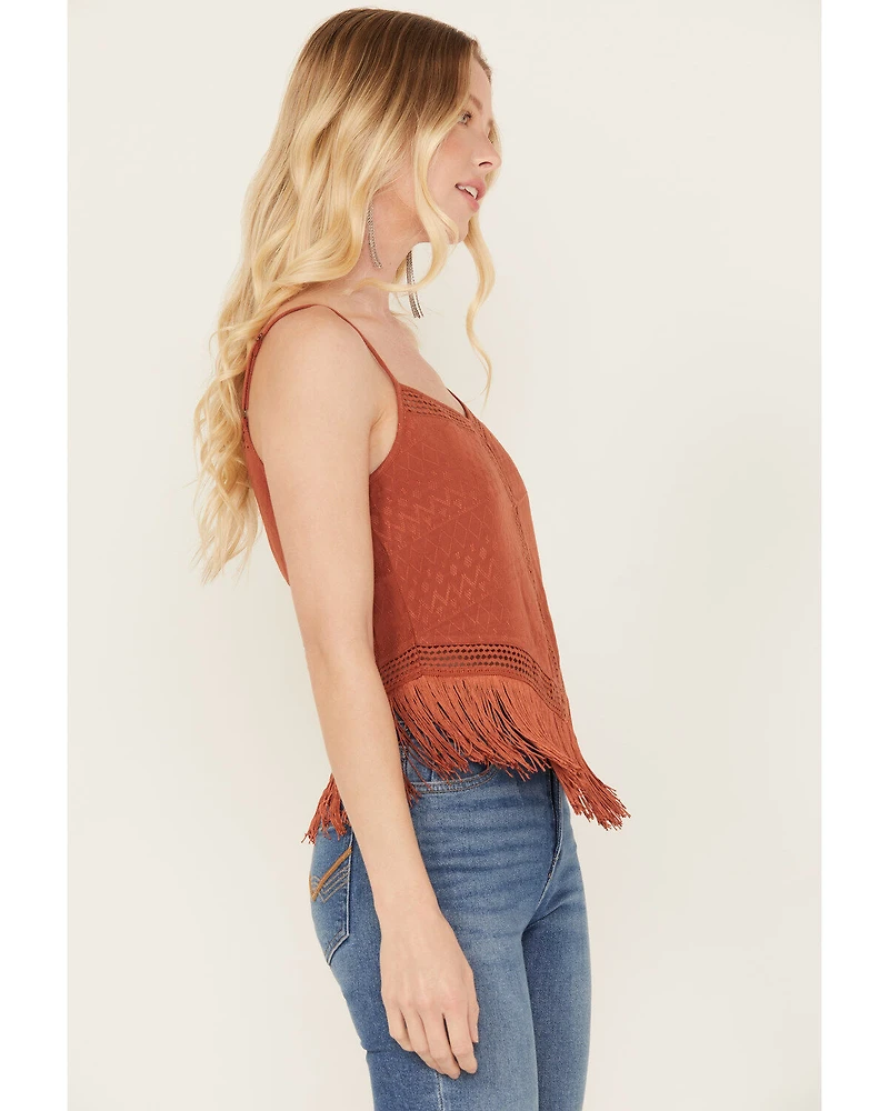Idyllwind Women's Lace & Fringe Handkerchiefed Tank