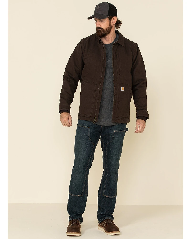 Carhartt Men's Dark Brown Washed Duck Sherpa Lined Work Coat - Big