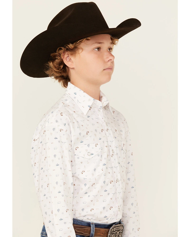 Panhandle Boys' Conversation Print Long Sleeve Snap Western Shirt