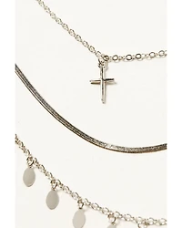 Shyanne Women's Layered Chain Cross and Dangle Necklace