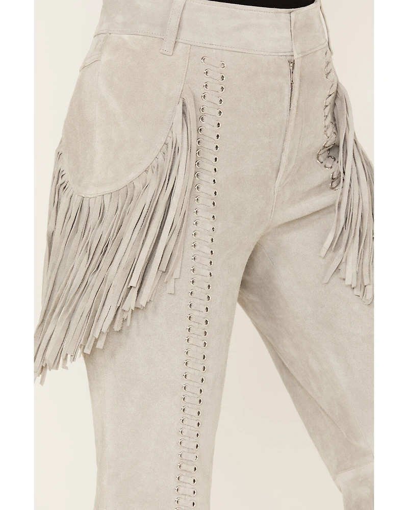 Wonderwest Women's Leather Fringe Pants