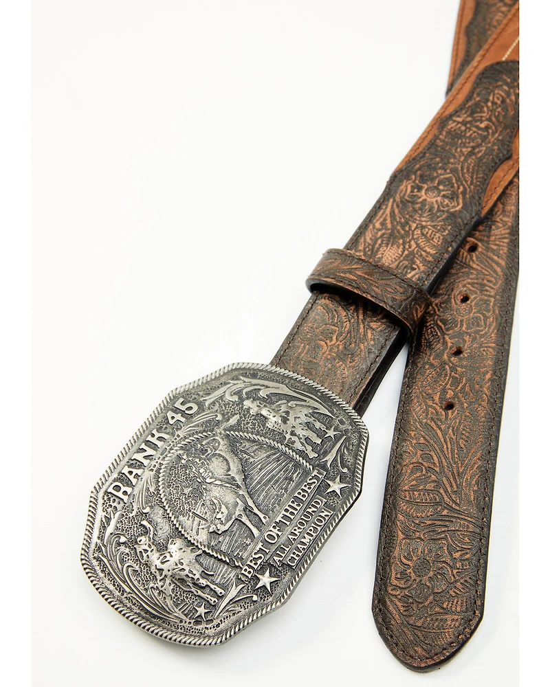 RANK 45® Men's Brooks Tooled Leather Buckle Belt