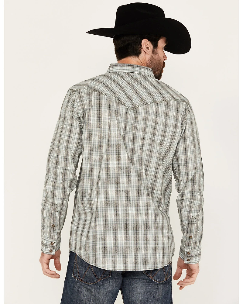 Moonshine Spirit Men's Bourbon Street Plaid Print Long Sleeve Snap Western Shirt