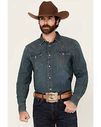 Cody James Men's Medium Wash Denim Long Sleeve Pearl Snap Western Shirt
