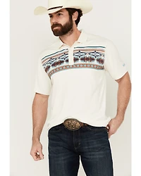 RANK 45® Men's Knao Border Print Short Sleeve Polo Shirt