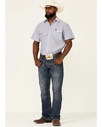 Wrangler Men's Chambray Rigid Cowboy Cut Short Sleeve Pearl Snap Work Shirt