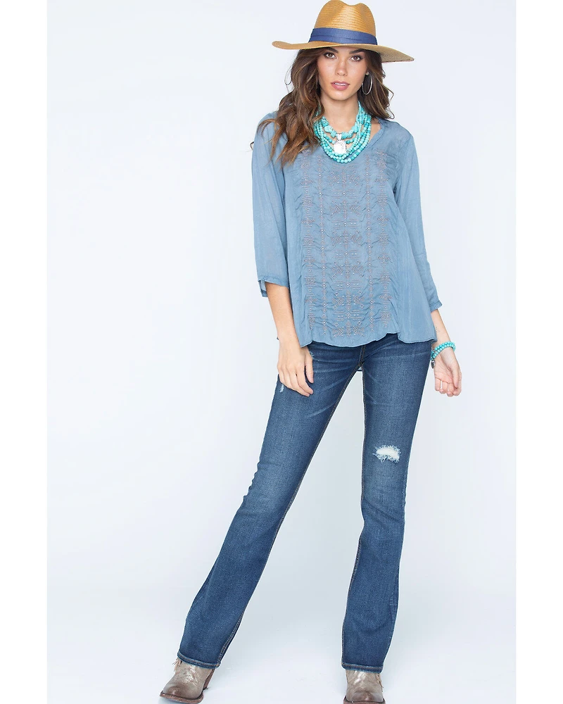 Ryan Michael Women's Embroidered Cupra Rayon Top