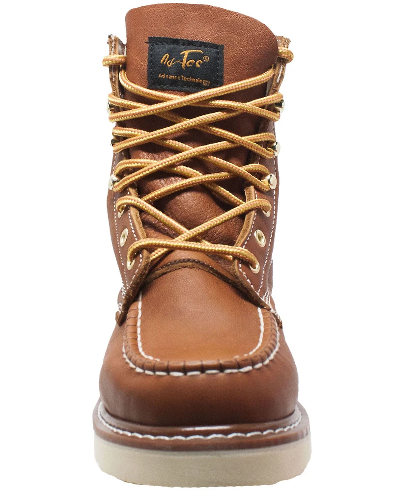 Ad Tec Men's Brown Lace-Up Moc Work Boots - Soft Toe