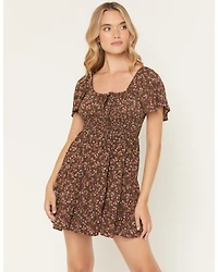 Angie Women's Floral Print Short Sleeve Mini Dress