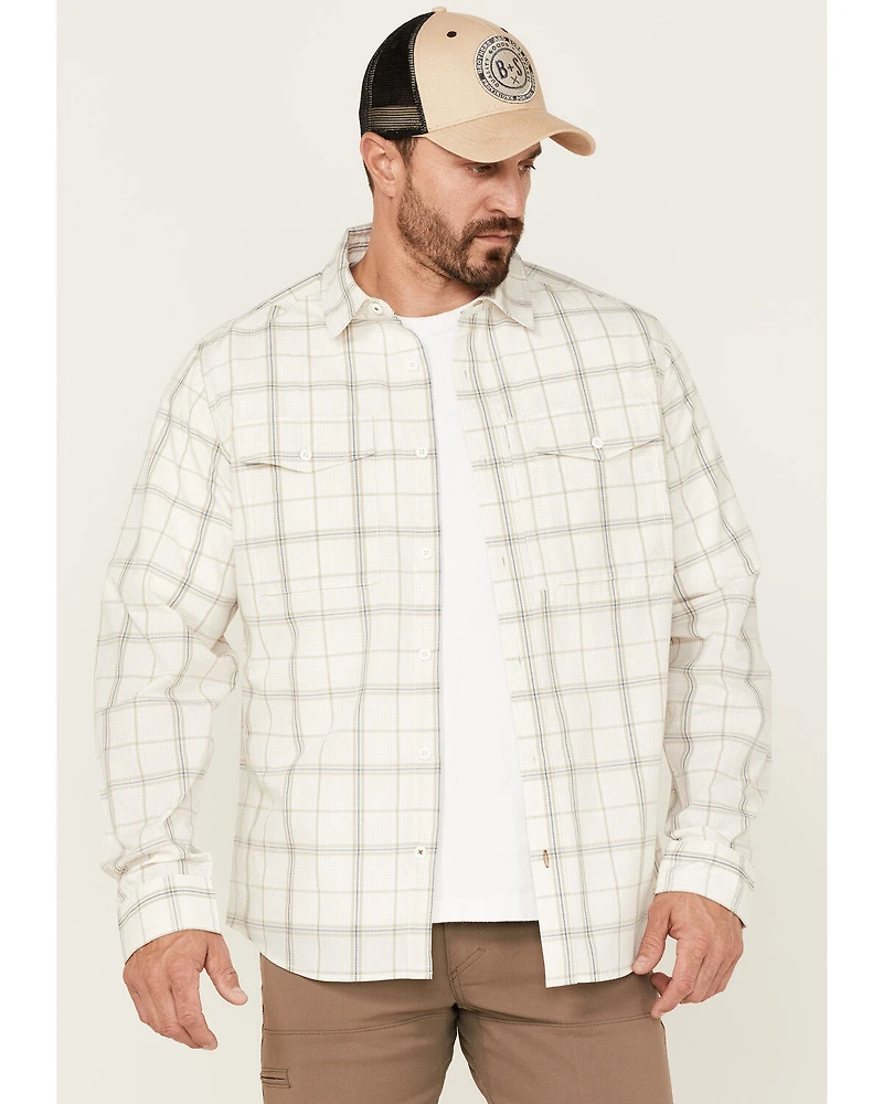 Brothers and Sons Men's Large Plaid Print Performance Long Sleeve Button Down Western Shirt